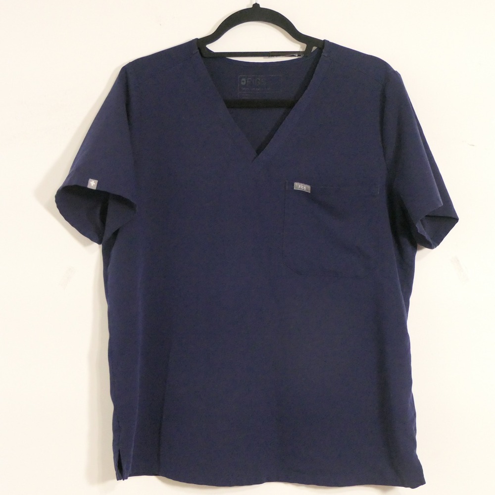 FIGS Mens Scrub Top XL Navy Technical Healthcare Dental Medical Utility FW1000